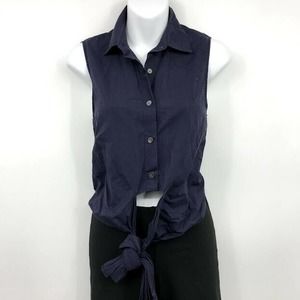 Derek Lam 10 Crosby Crop Top 6 Front Tie Collared